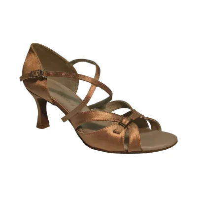 Akces PAS1-101 Tan – women's Latin dance shoes, 7 cm heel, outer side view