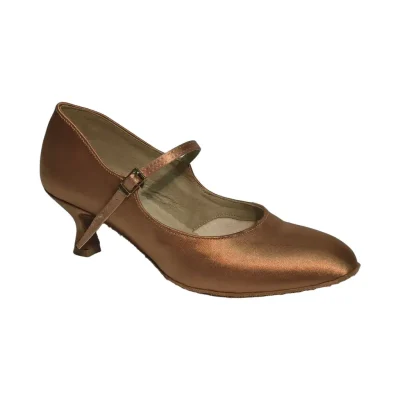 Akces STD-02L Tan – women's standard dance shoes, 5 cm heel, outer side view