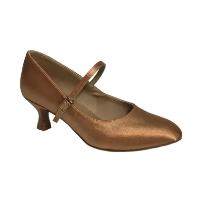 Akces STD-02 Tan – women's standard dance shoes, 4 cm heel, outer side view