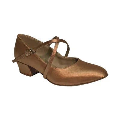 Akces STD-04 Tan – women's standard dance shoes, 3.5 cm heel, outer side view