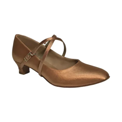 Akces STD-04 Tan – women's standard dance shoes, 4 cm heel, outer side view