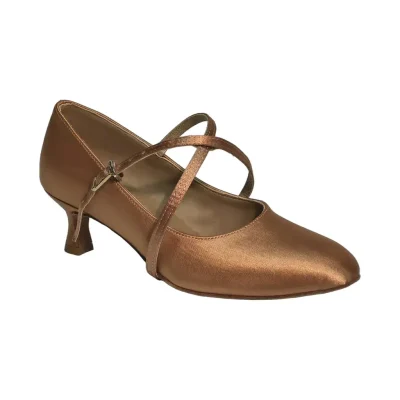 Akces STD-04 Tan – women's standard dance shoes, 5 cm heel, outer side view